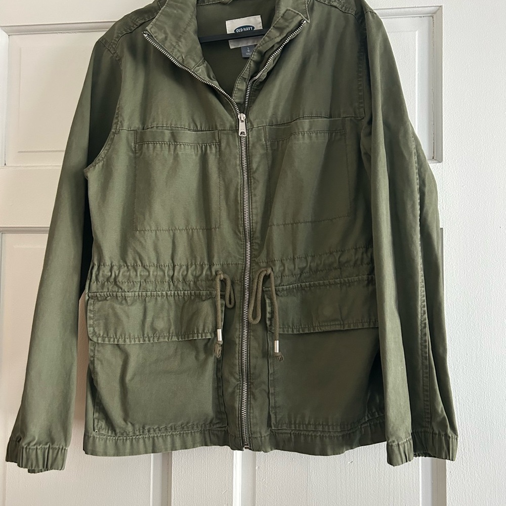 Old Navy Olive Green Cotton Zip-Up Jacket